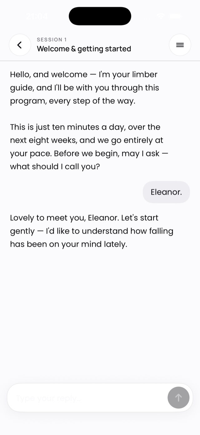 A session conversation with your limber guide